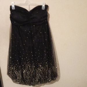 Black gold short evening dress